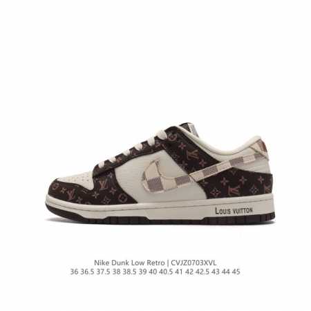 耐克 Nike Dunk Low Retro 运动鞋复古板鞋 ，路易威登联名 作为 80 年代经典篮球鞋款，起初专为硬木球场打造，后来成为席卷街头的时尚标杆，现 - 点击图像关闭