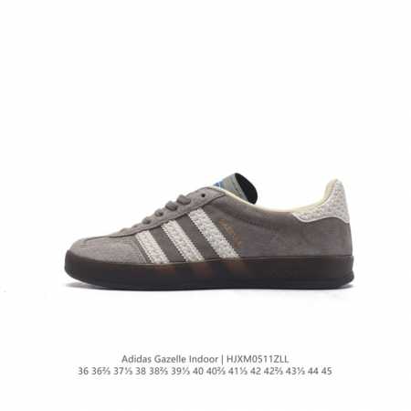 阿迪达斯 Adidas Originals Gazelle Indoor 复古三叶草防滑透明橡胶板鞋经典运动鞋。这款经典鞋,忠于原版设计,缀撞色三条纹和鞋跟饰片 - 点击图像关闭