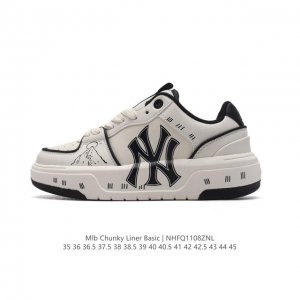 公司级 MLB Chunky Liner Basic 人气单品学长鞋系列轻量增高厚底百搭休闲运动板鞋 男女轻便胶鞋 高级街头休閒品牌鞋。MLB CHUNKY L