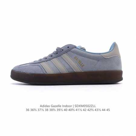 阿迪达斯 Adidas Originals Gazelle Indoor复古三叶草防滑透明橡胶板鞋经典运动鞋。这款经典鞋,忠于原版设计,缀撞色三条纹和鞋跟饰片。 - 点击图像关闭