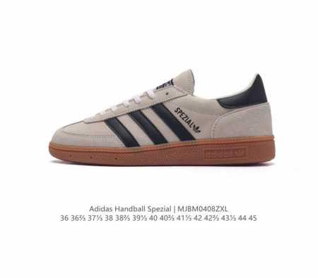 阿迪达斯 Adidas Handball Spezial 三叶草学院风复古休闲板鞋 德训鞋 橡胶底柔软皮革经典运动鞋男女士板鞋。圆头、缝合拼接设计、正面绑带、鞋 - 点击图像关闭