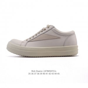 公司级 Rick Owens 复古百搭 时尚 舒适透气 耐磨 休闲鞋 市售最高版本 Rick Owens 瑞克 欧文斯 粗鞋带 低帮高街休闲运动板鞋 原鞋开发