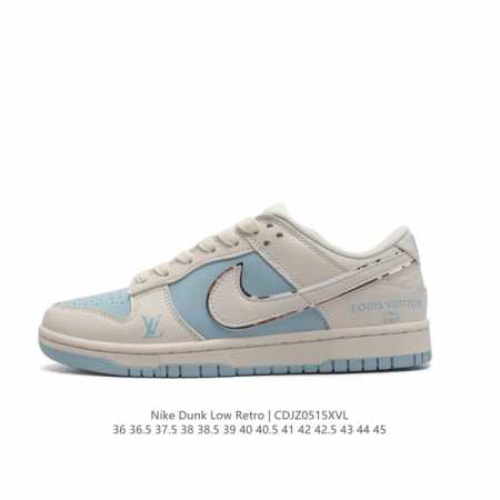 耐克 Nk Dunk Low Lv路易威登 周年高端定制 低帮休闲板鞋 #海外官方同步发售，鞋底侧边镶嵌上louis Vuitton名牌凸显尊贵，鞋盒上手绘蓝金 - 点击图像关闭