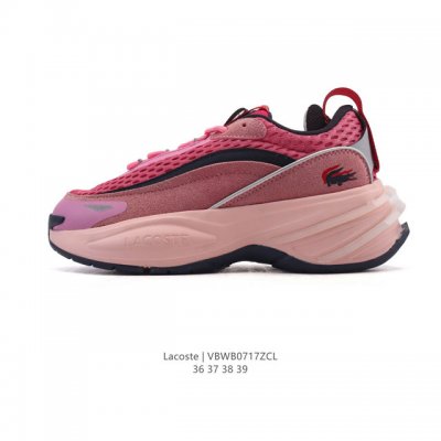 Lacoste 时尚户外休闲潮流系列运动鞋 厚底增高老爹鞋 广东大厂品质全新工艺升级 品质毋庸置疑 全新原厂包装鞋盒 透气网面鞋面，搭配防臭防腐真皮乳胶鞋垫，给
