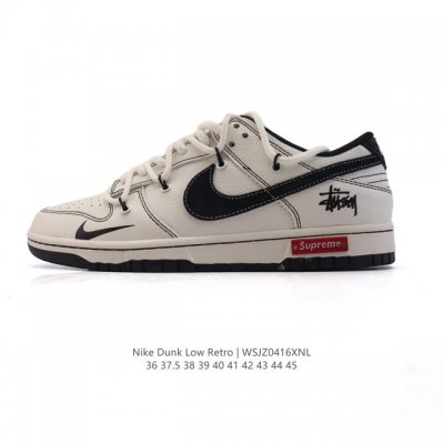 公司级 耐克 Nike Dunk Low Retro 运动鞋复古板鞋2025年新款 解构绑带 双鞋带，作为 80 年代经典篮球鞋款，起初专为硬木球场打造，后来成