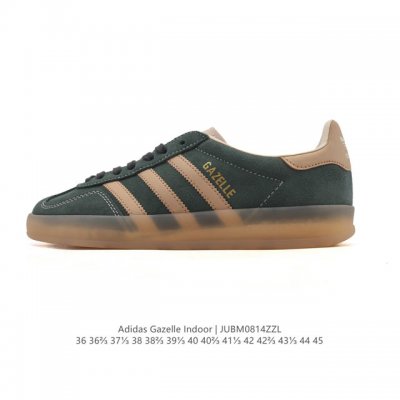 阿迪达斯 Adidas Originals Gazelle Indoor复古三叶草防滑透明橡胶板鞋经典运动鞋。这款经典鞋,忠于原版设计,缀撞色三条纹和鞋跟饰片。