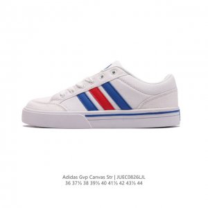 Adidas 阿迪达斯 Gvp Canvas Str 男女鞋 网球文化鞋 校园板鞋 低帮系带 帆布鞋 三叶草运动鞋。Eva中底轻质而且舒适，全橡胶大底经久耐用，