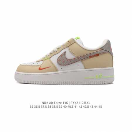 耐克 Nike Air Force 1 '07 Low 空军一号含气垫 低帮百搭厚底增高休闲运动板鞋。柔软、弹性十足的缓震性能和出色的中底设计，横跨复古与现代的 - 点击图像关闭