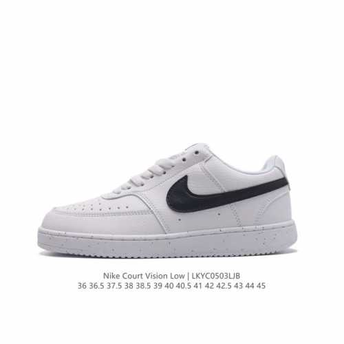 耐克nike Court Vision Low 校园风低帮复古篮球板鞋男女运动鞋，延续80年代复古篮球鞋，添加学院风细节。皮革鞋面，利落风格，重现复古篮球风范。