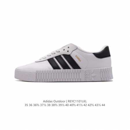 阿迪达斯 Adidas 三叶草 Outdoor 经典三条杠复古休闲运动板鞋 德训鞋 samba 四季时尚简约小白鞋男女鞋情侣鞋厚底增高百搭潮鞋。 类型：男女鞋 - 点击图像关闭