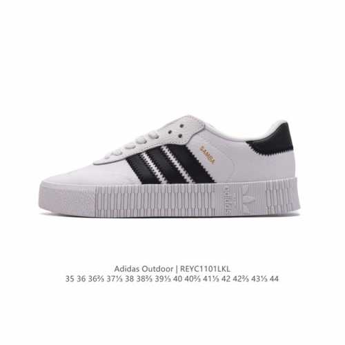 阿迪达斯 Adidas 三叶草 Outdoor 经典三条杠复古休闲运动板鞋 德训鞋 samba 四季时尚简约小白鞋男女鞋情侣鞋厚底增高百搭潮鞋。 类型：男女鞋