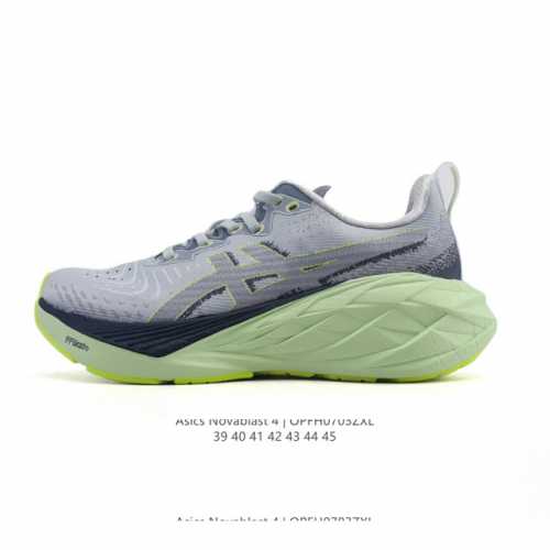 Asics 亚瑟士Novablast4男士运动跑步鞋 厚底增高老爹鞋 缓震回弹透气耐磨跑鞋 一鞋一科技：Novablast 4，跑鞋中底同时实现厚软轻弹。主要科
