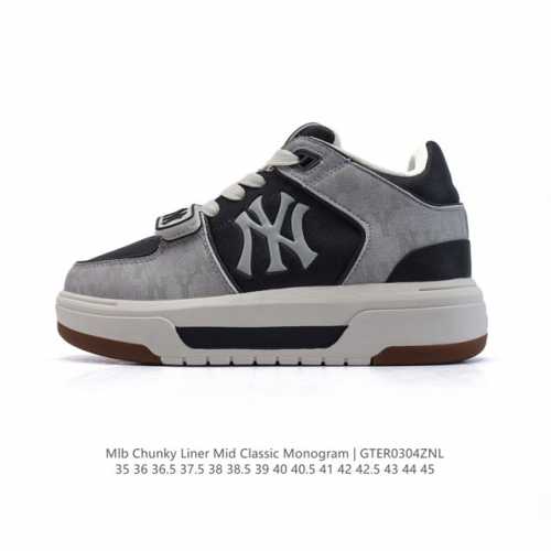 210 【公司级】Mlb Chunky Liner Mid人气单品学长鞋系列轻量增高厚底百搭休闲运动板鞋轻便胶鞋 高级街头休閒品牌鞋。Mlb Chunky Li