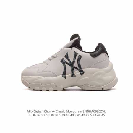 韩国mlb 男女复古老爹 Mlb Bigball Chunky Dia Mono 复古印花 男女厚底增高纽约洋基队老爹运动休闲鞋 ，Mlb他们家老爹鞋一直都是深 - 点击图像关闭