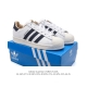 头层皮 阿迪达斯 新款 Adidas Superstar 三叶草 经典贝壳头系列 新款休闲板鞋潮流男女士运动鞋 。鞋面柔软皮革材质 标志性的贝壳鞋头，锯齿三条纹