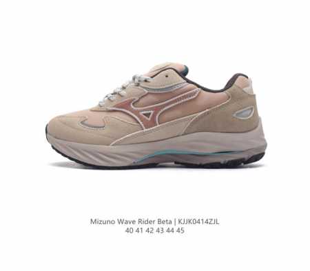 Mizuno 美津浓 Wave Rider Beta 复古时尚休闲舒适减震运动跑步鞋 美津浓wave机械缓震，可以说是机械缓震跑鞋科技的翘楚。有着非凡的适应性， - 点击图像关闭