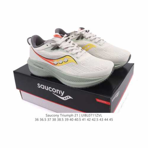 公司级 Saucony 索康尼 Triumph系列 胜利 21代 中性跑鞋 强缓震跑步鞋轻便男女款厚度增高跑鞋透气运动老爹鞋子，是来自美国的专业跑鞋品牌，成立于