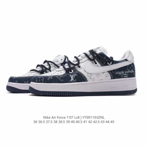 公司级 AF1耐克 Nike Air Force 1 ‘07 Low 空军一号 路易威登 联名 解构绑带 双鞋带 厚底增高百搭运动板鞋 原楦头原纸板 打造纯正空