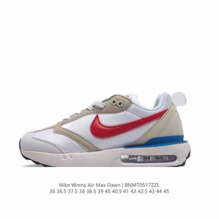 耐克 Nike Air Max Dawn 黎明系列 低帮气垫百搭休闲运动慢跑鞋，从配色上彰显出浓厚的复古气质。最大的亮点当属鞋型设计上加入结构元素，汲取1984 - 点击图像关闭