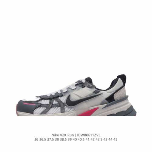 Nike 耐克 V2K Run 减震防滑 复古低帮跑步鞋 超火复古跑鞋，采用太空革组合呼吸网眼布鞋面材质，搭载正确4层组合底模，嵌入TPU加固稳定模块,双层MD