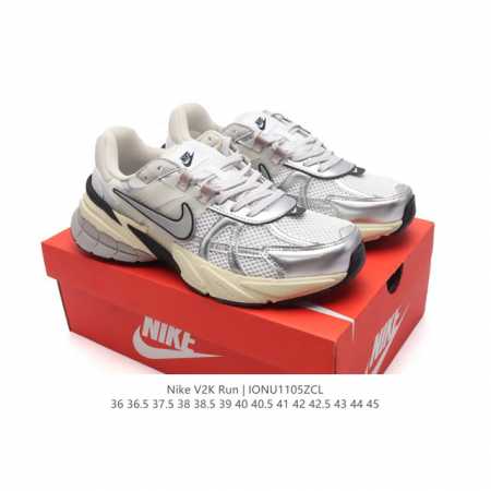 Nike 耐克 V2K Run 减震防滑 复古低帮运动跑步鞋 超火复古跑鞋，采用太空革组合呼吸网眼布鞋面材质，搭载正确4层组合底模，嵌入TPU加固稳定模块,双层 - 点击图像关闭