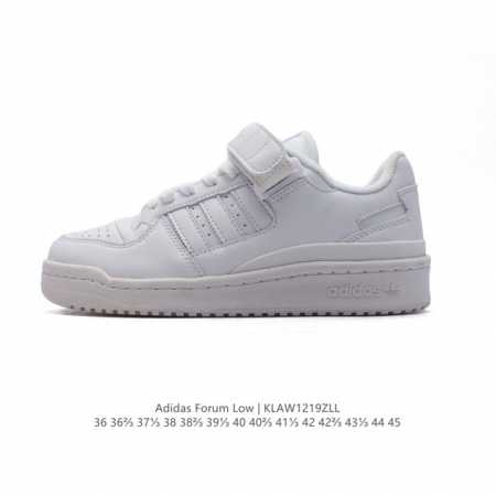 Adidas 阿迪达斯 三叶草 Forum Low 男女运动鞋 摩登演绎篮球风的经典鞋。英文的“Forum”，是进行表达的场所，在这里，可以释放自己的热情，阐述 - 点击图像关闭