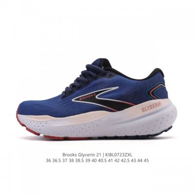 Brooks 布鲁克斯 男女子专业缓震跑步鞋Glycerin甘油21运动厚底增高老爹鞋。特别适合大体重和低足弓跑者。相比前一代，21Gt的中底略显柔软，跑感稳定