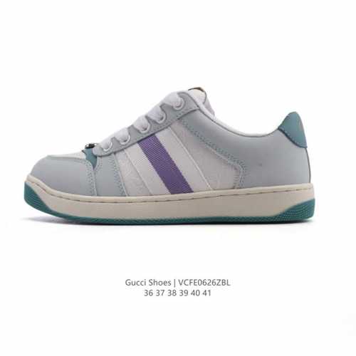 帝王版 古驰女鞋 Gucci Screener系列做旧脏脏鞋 时尚厚底增高复古板鞋潮运动鞋，复古学院风款式与融入怀旧运动服风格的面料风靡数十年，不同风格演绎出的