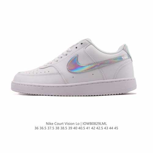 耐克Nike Court Vision Low 校园风低帮复古篮球板鞋男女运动鞋。延续80年代复古篮球鞋，添加学院风细节。皮革组合鞋面，利落风格，重现复古篮球风