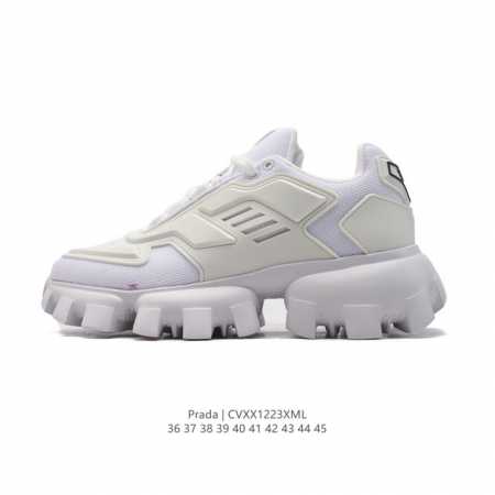 公司级 Prada系列／Prada 普拉达男女士厚底增高运动跑步鞋 时尚老爹鞋 Prada.普拉达高端品牌休闲慢跑鞋 完美做工.演绎完美选择的你。 码数: 36 - 点击图像关闭