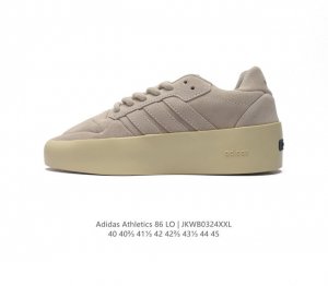 阿迪达斯联名 Fog Fear Of God X Adidas Athletics 86 Lo 复古厚底板鞋 一眼就看得出来敬畏上帝风格 鞋面中用了质感拉满的皮