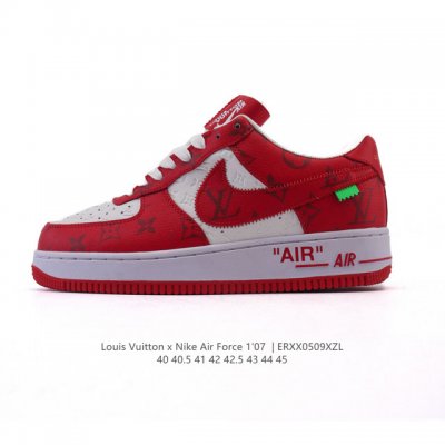 公司级 耐克 Nike Air Force 1 '07 Low 空军一号含气垫 路易威登联名 小白鞋 低帮百搭厚底增高休闲运动板鞋。柔软、弹性十足的缓震性能和出