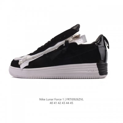 耐克Nike Lunar Force 1 Duckboot’ 17 Lf1 空军一号 小白鞋 拉链款鞋面 厚底增高运动板鞋，采用了合成革和织物制成，内衬是拒水面