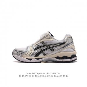 公司级 亚瑟士 Asics Gel-Kayano 14 公司级版本运动休闲透气专业缓震慢跑鞋。采用工程弹性双层再生网格密度鞋面材质，后跟3D可视GEL缓震乳胶物