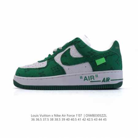 Louis Vuitton X Nike Air Force 1 Low 路易威登联名 耐克 空军一号 Af1 低帮百搭休闲厚底增高运动板鞋。柔软、弹性十足的缓 - 点击图像关闭