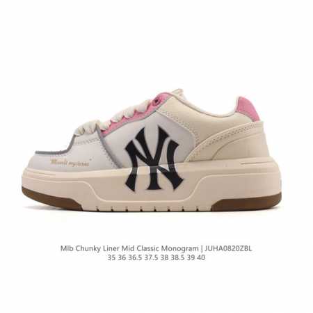 公司级 Mlb Chunky Liner Mid人气单品学长鞋系列轻量增高厚底百搭休闲运动板鞋轻便胶鞋 高级街头休閒品牌鞋。Mlb Chunky Liner 学 - 点击图像关闭