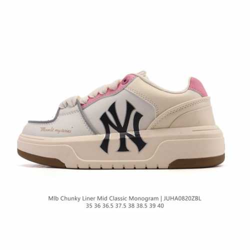 公司级 Mlb Chunky Liner Mid人气单品学长鞋系列轻量增高厚底百搭休闲运动板鞋轻便胶鞋 高级街头休閒品牌鞋。Mlb Chunky Liner 学