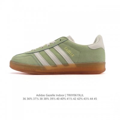 阿迪达斯 Adidas Originals Gazelle Indoor复古三叶草防滑透明橡胶板鞋经典运动鞋。这款经典鞋,忠于原版设计,缀撞色三条纹和鞋跟饰片。