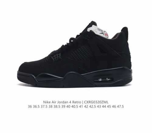 耐克 Nike Air Jordan 4 Retro Og迈克尔 乔丹aj4代乔4 黑猫 中帮复古休闲运动文化篮球鞋 秉承轻量化的速度型篮球鞋设计思想完成设计