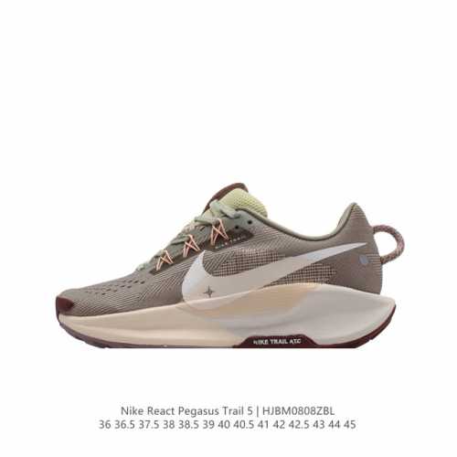 公司级 耐克 Nike Pegasustrail5男女越野跑步鞋夏新款耐克飞马该鞋款搭载出众回弹的 Reactx 泡绵中底，多种地面，皆可轻松驾驭。采用别致设计