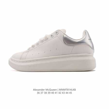 Alexandermcqueen 亚历山大 麦昆Mcq 运动小白鞋 厚底增高闪尾光滑牛皮平底鞋休闲鞋 时尚女板鞋潮运动鞋 ，火爆到大街小巷无人不知，无人不晓的境 - 点击图像关闭