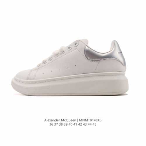 Alexandermcqueen 亚历山大 麦昆Mcq 运动小白鞋 厚底增高闪尾光滑牛皮平底鞋休闲鞋 时尚女板鞋潮运动鞋 ，火爆到大街小巷无人不知，无人不晓的境