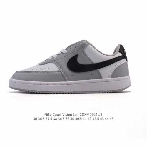 耐克Nike Court Vision Low 校园风低帮复古篮球板鞋男女运动鞋。延续80年代复古篮球鞋，添加学院风细节。皮革组合鞋面，利落风格，重现复古篮球风