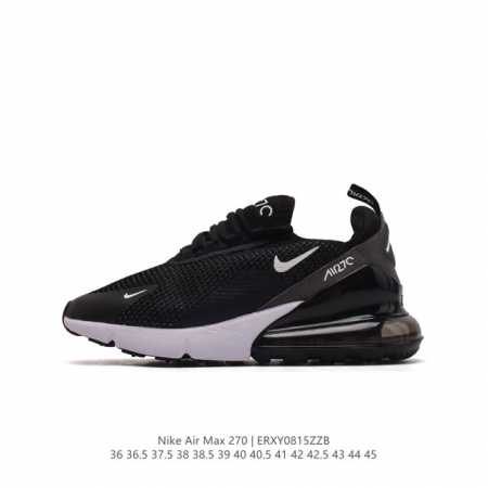 耐克 Nike Air Max 270 Flyknit 混合科技 透气后掌半气垫慢跑鞋 气垫跑步鞋 其后跟采用 Nike 大型 Air 气垫，加上具有非凡透气性 - 点击图像关闭