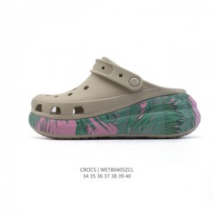公司级 Crocs 沙滩洞洞鞋 云朵 女士休闲厚底增高凉拖鞋 卡骆驰明星同款 厚底增高凸显大长腿沙滩鞋 选择尺码时 建议选大一码 脚感更舒适 这款没有鞋盒 类型