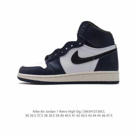 公司级 头层皮 耐克 男女同款运动板鞋 Nike Air Jordan 1 Retro High Og 乔丹一代aj1 乔1 Aj1 篮球鞋复刻运动鞋。皮面高帮 - 点击图像关闭