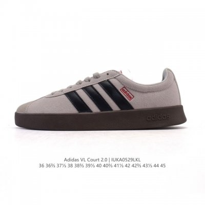 Adidas T头鞋 阿迪达斯 Vl Court 2.0 Shoes 运动休闲板鞋小白鞋，这款T形鞋头运动鞋,力求无论球场或街头,皆显耀眼出众。采用绒面革和牛皮