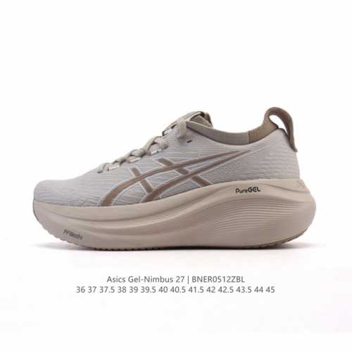 公司级 Asics亚瑟士升级Gel-Nimbus 27男女同款跑鞋透气缓震回弹跑鞋N27跑步鞋该鞋款专为提高跑者舒适度和运动表现而设计，搭载了新型鞋面材料和更强