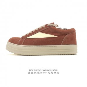 公司级 Rick Owens 复古百搭 时尚 舒适透气 耐磨 休闲鞋 市售最高版本 Rick Owens 瑞克 欧文斯 粗鞋带 低帮高街休闲运动板鞋 原鞋开发