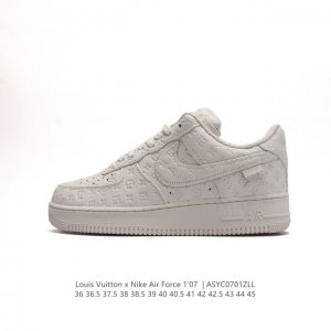 头层皮 Louis Vuitton x Nike Air Force 1 Low 路易威登联名 耐克 空军一号 AF1 低帮百搭休闲厚底增高运动板鞋。柔软、弹性